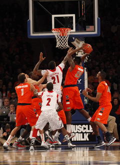 Baye Moussa Keita snags a defensive rebound.