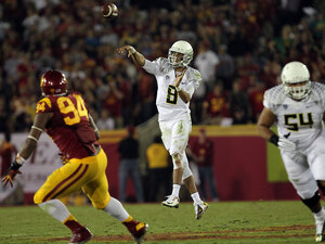 Marcus Mariota, Oregon's freshman star quarterback, and the Ducks are 10-0 and ranked second in the country in the BCS. Oregon plays No. 13 Stanford on Saturday in its second-to-last game of the season.