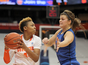 Syracuse guard Carmen Tyson-Thomas and the Orange have blown back-to-back halftime leads against South Florida and No. 2 Notre Dame.