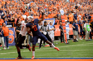 Darius Kelly defend a pass against Maryland. The safety plays the 