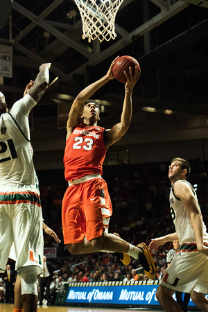 Malachi Richardson scored 20 points against Miami on Saturday afternoon. It was the most points the freshman has scored in a game this season.