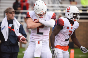 Syracuse defeated Boston College, 28-20, on Saturday. Ervin Philips had one rushing touchdown and one receiving touchdown.