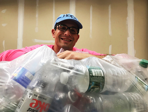 Laurence Segal quit his job and now dedicates his time to collecting bottles to raise money for breast cancer research.