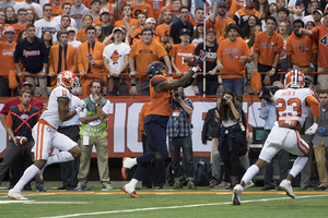 Ravian Pierce is third on SU in receiving yards per game, trailing only Ervin Philips and Steve Ishmael.