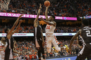 Tyus Battle attempts a floater against St.Bonaventure. 