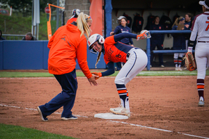 Alicia Hansen is thriving in the outfield after playing second base the last two seasons. 