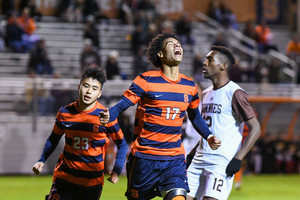 Tajon Buchanan roars after an SU goal.