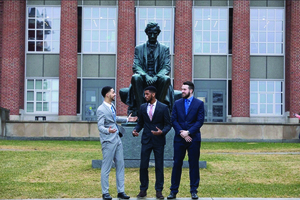 Raymond Perez (left) is running for Student Association vice president, Jalen Nash is running for president and Jeffrey Peterson is their campaign manager.
