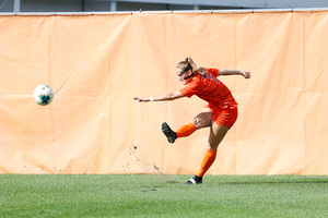 Senior Taylor Bennett takes a free kick in the match against Florida State. 