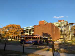 A DPS officer on the scene confirmed that an SU trolley was involved in a collision with a pedestrian.