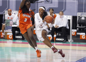 Maeva Djaldi-Tabdi averaged over 34 minutes per game in the ACC Tournament.