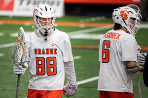 Harrison Thompson replaced Syracuse's starting goalie Bobby Gavin at the end of the first quarter.
