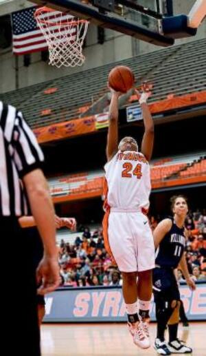 Chandrea Jones shoots the ball during Syracuse's loss to Villanova Saturday. Jones scored 10 points, six fewer than her season average.   