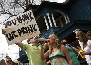 Students celebrate MayFest 2009 along Euclid Avenue on April 21. Houses extending eight blocks down Euclid hosted student parties on MayFest. 