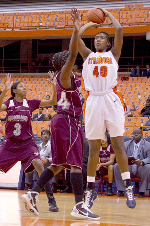 Kayla Alexander goes up for a shot in Syracuse's win over Maryland Eastern Shore Wednesday. Alexander had a career-high 27 points in the victory.