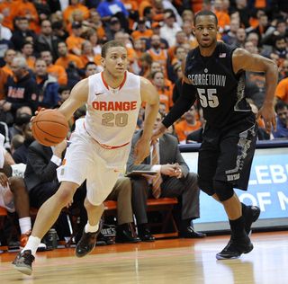 Brandon Triche dribbles from the wing away from Jabril Trawick. Triche shot 4-of-13 and 1-of-7 from 3-range Saturday night.