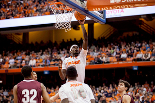 B.J. Johnson goes up for an uncontested layup. He finished with eight points. 