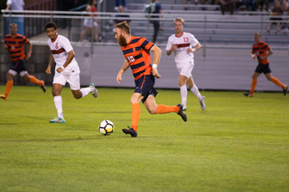 Junior Hugo Delhommelle hit Simon Triantafillou with a pass for a scoring opportunity, but Cornell goalkeeper Mitchell Meyer made one of his three saves to keep the game even at 0. 