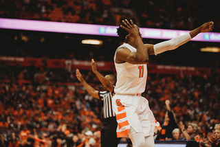 Brissett conducts his bow-and-arrow 3-point celebration as the crowd went wild. 