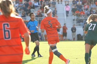 Freshman Marisa Fischetti looks to receive the ball from a teammate in the match against Siena College.